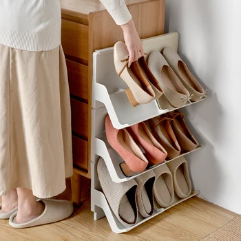 

Shoe Rack simple shoe storage Combinable Stackable shoes rack living room bedroom Behind the door plastic Storage rack