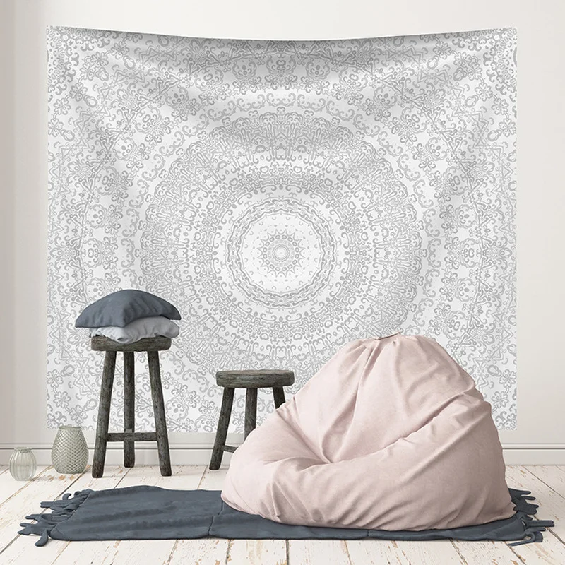 Black Mandala Indian Tapestry Wall Hanging Bohemian Beach Towel Polyester Blanket Yoga Mat Shawl Throw Sheet Pink Boho | Дом и сад
