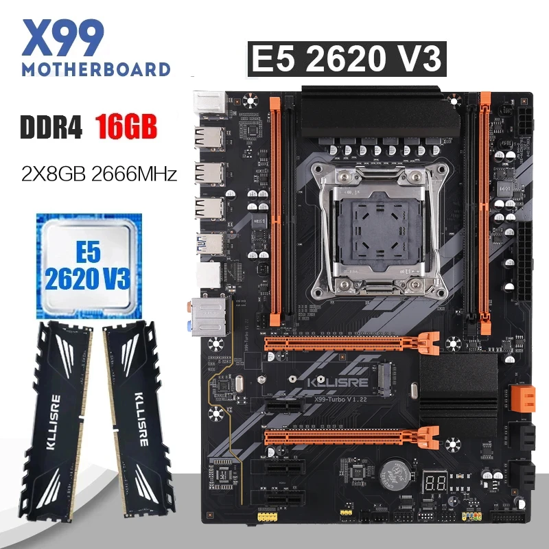 Kllisre X99 D4 motherboard combo kit set LGA 2011 3 Xeon E5 2620 V3 CPU ...