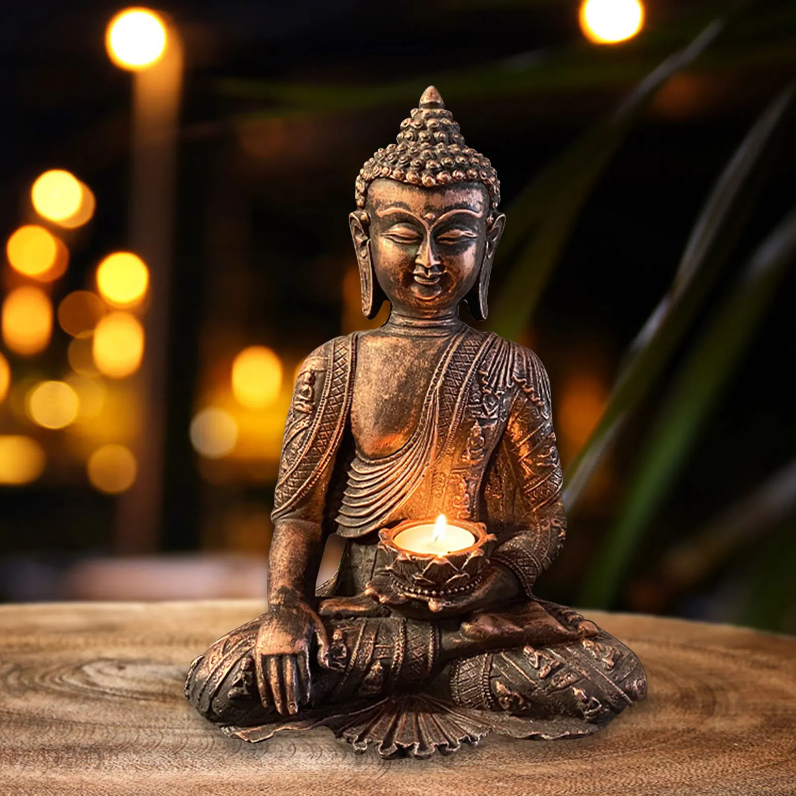 Color : A , Size : Medium Candle Holders Candlestick Home Decorations Candle Holder Buddha With Tealight Holder Decorative Resin Candlestick Tea Light Holder Statue Home Decor Buddha Candlestick 