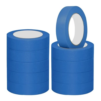 

NEW-10 Pack DIY Masking Paper Blue Painters Masking Tape Indoor Painting Decorating 24mm x 20M Painters Tape Masking