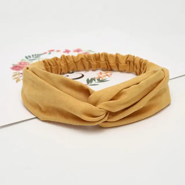 2021 Women Solid Headband Turban Elastic Headwear Head Wrap Women Hair Accessories for Women Striped Hair Bands yellow1