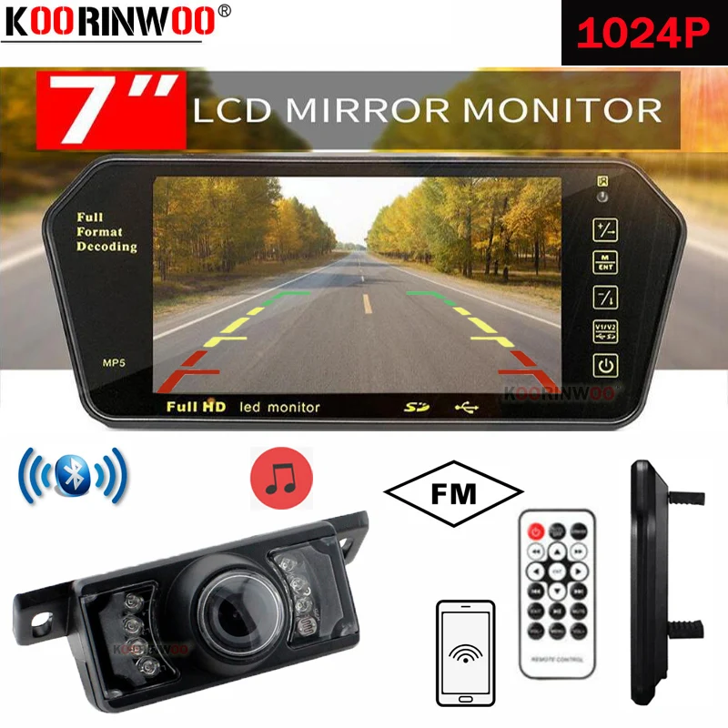 Koorinwoo для sony 7 дюймов bluetooth 1024 P TFT ЖК-дисплей зеркальный монитор Viedo MP5 плеер пульт