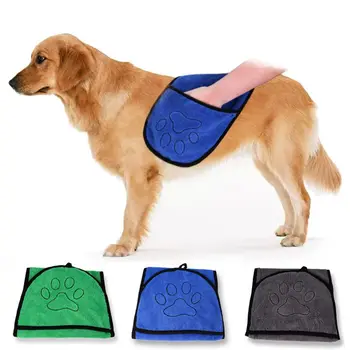 

Dog Washing Towel Microfiber Absorbent Cleaning Cloth Pocket Hair Dry Bathroom Towel Soft Bathrobe Dog Supplies Pet Products
