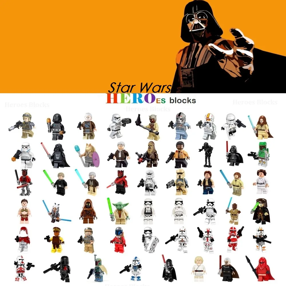 

1pc Star Wars trooper Darth Vader Han Solo Building Blocks Jedi Yoda Obi Wan Boba Fett Figure Bricks Toys gift Compatible Legoed