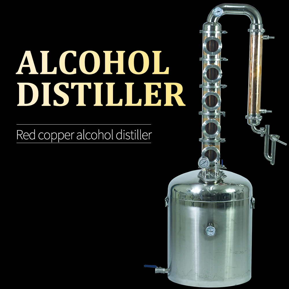 

100L Moonlight Red Copper Alcohol make wine Home Brewing Brandy Vodka Whisky Alcohol Distiller Red Copper Distillation Column