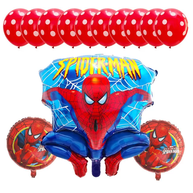 13 шт. фольгированные шары «Человек-паук», красные и синие шары из латекса, воздушные шары «супергерой», «мстители», украшение для вечеринки на день рождения, детская игрушка для душа