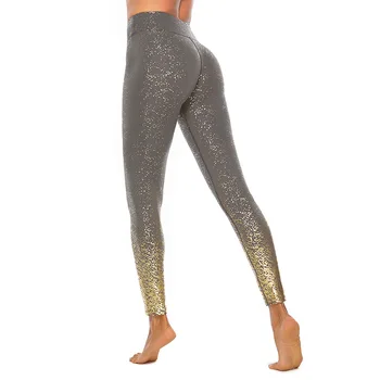 

Compression Pants Jogger Women Golden Printing Fitness Super Stretchy Exercise Pants Trousers Leggings Seamless Tummy Control