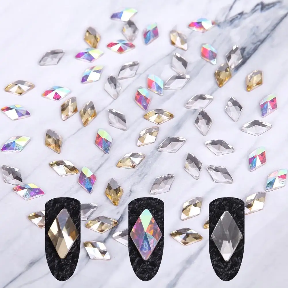 

Nail Decorations Rhinestones Glass Colorful Rhombus Shape Gem Stones For Nail Crystal Nail Decorations