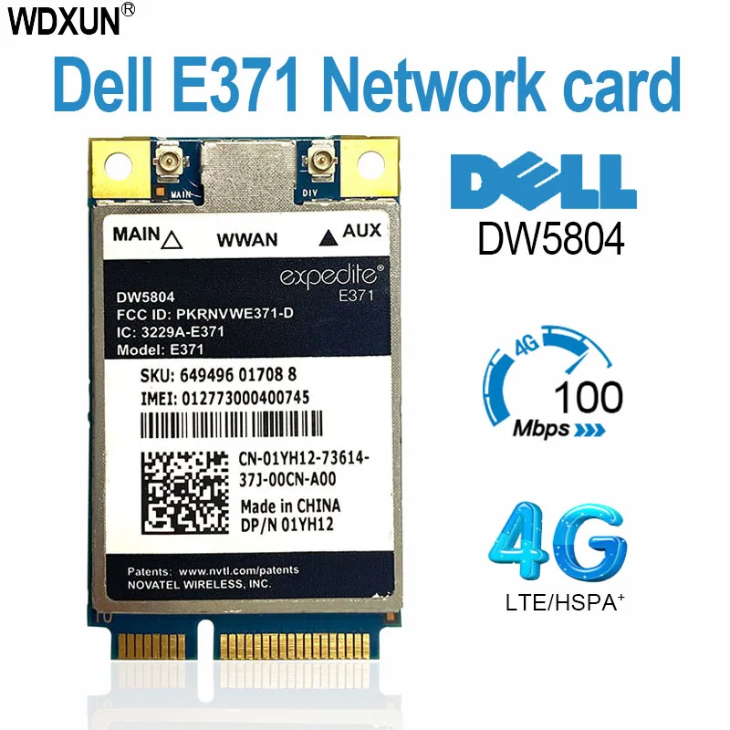 Unlocked dw5804 wireless 4g lte/wwan mobile broadband 01yh12 e371 pci-e 3g/4g card wlan wcdma modem module for dell