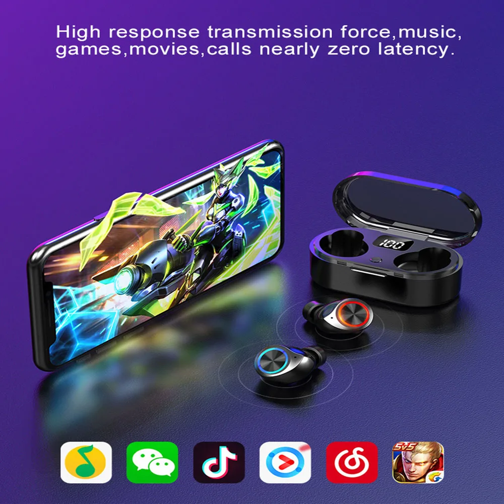 TW80 TWS Wireless Bluetooth5.0 Earphones With LED Display Charging HIFI Stereo Gaming Earbuds Smart Touch Control PK Airdots TW80 TWS Wireless Bluetooth5.0 Earphones With LED Display Charging HIFI Stereo Gaming Earbuds Smart Touch Control PK Airdots