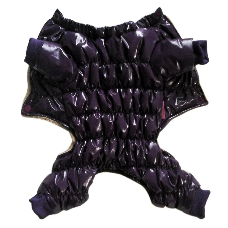 Горячая зима теплая Толстая для больших маленьких Одежда для собак стеганая Толстовка комбинезон брюки одежда XS-5XL - Цвет: Фиолетовый