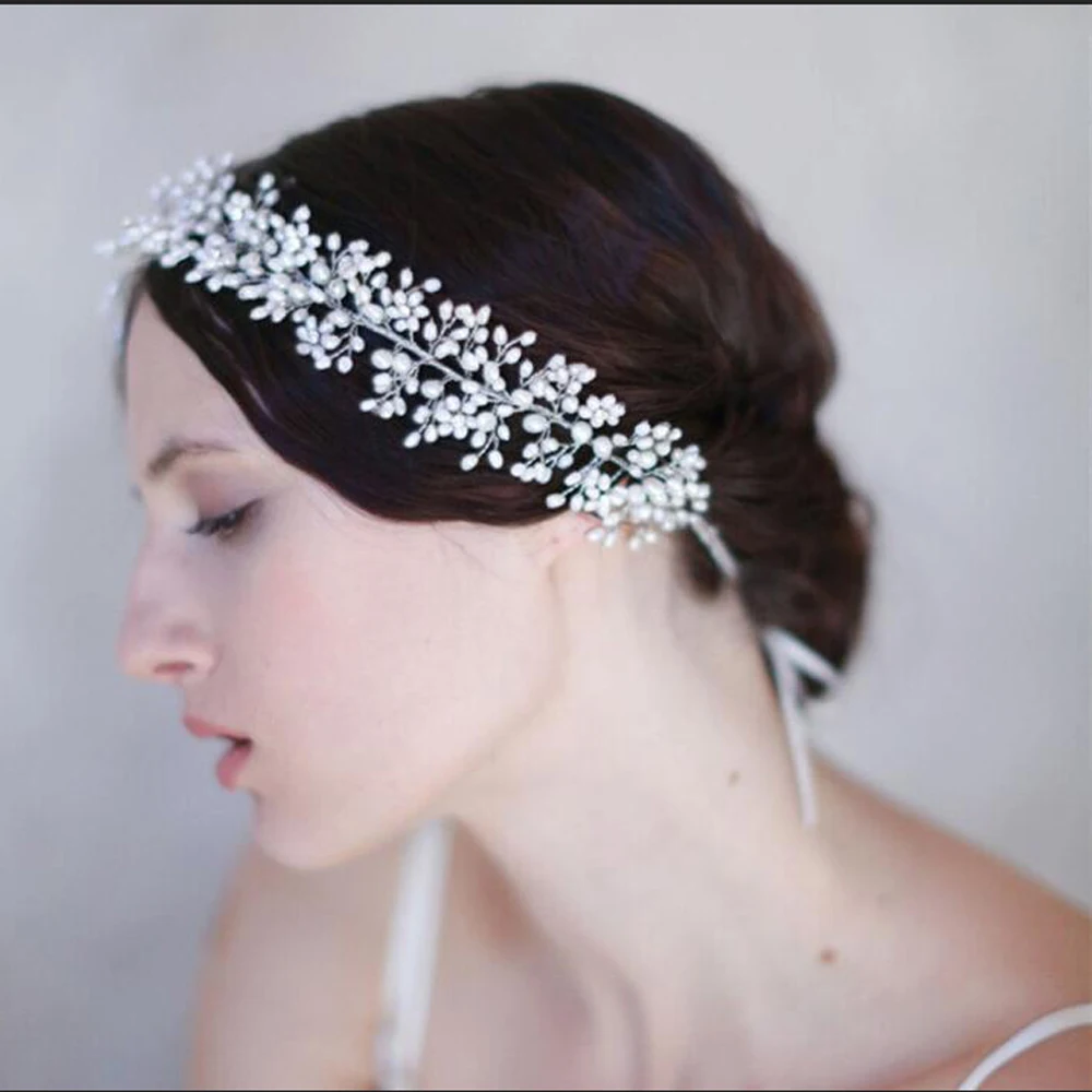 Pearl soft headdress bridal headdress white wedding dress with bridal handmade headdress Wedding Veil Head Band