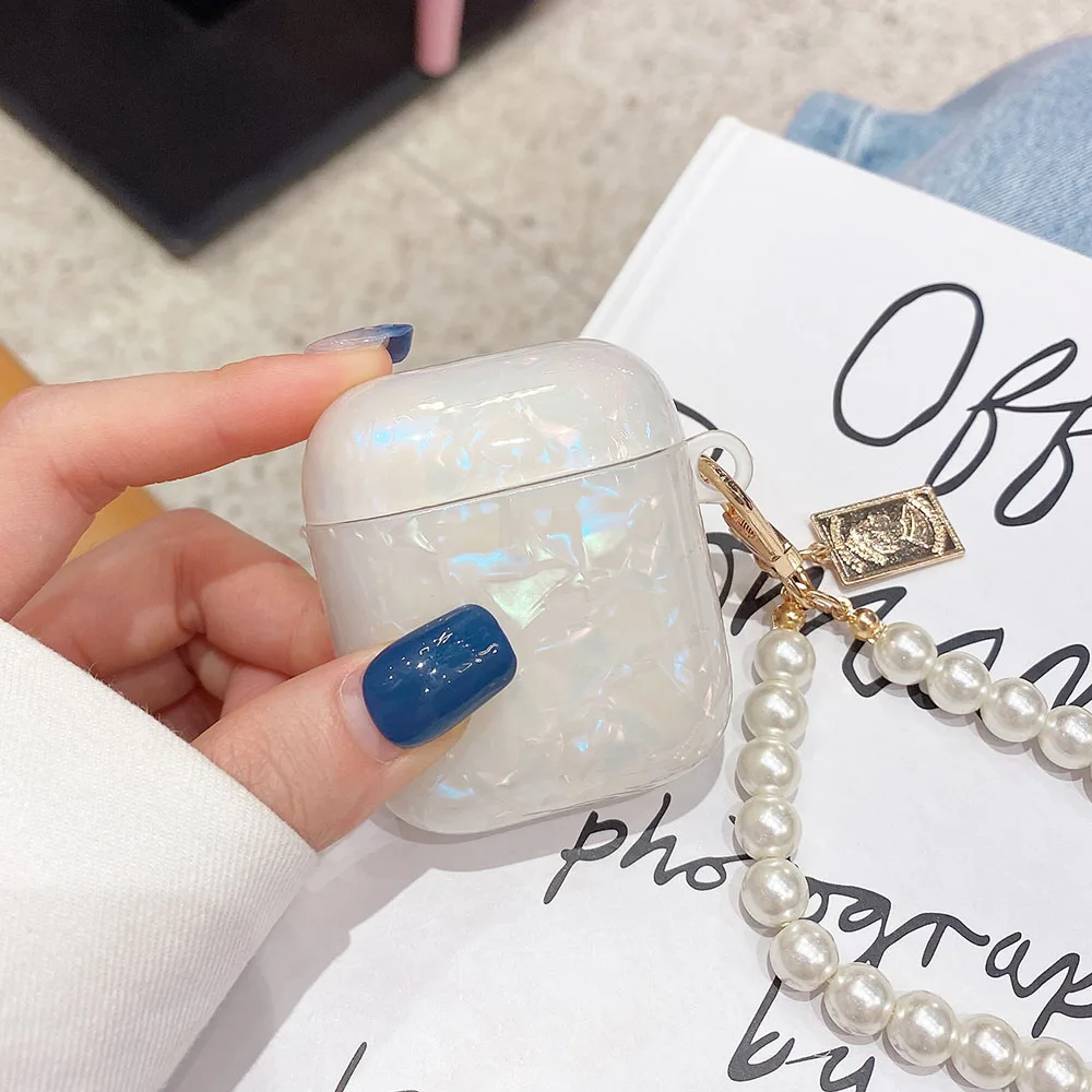 Chanel Pearl Crystal Airpods Case Necklace