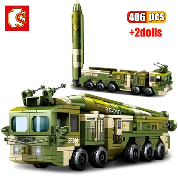 

SEMBO 406Pcs Military DF-21D Medium-range Anti-ship Ballistic Missile Building Blocks Army Truck VehicleWeapon Model Toys Gifts