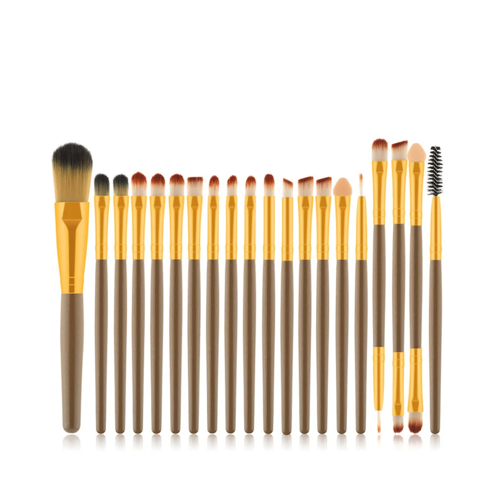 Brown yellow 201 20 шт./компл. набор кистей для макияжа, тени для глаз, пудра, румяна основание смешивания подводка для глаз бровей щетка для ресниц Красота ящик для инструментов - Handle Color: Brown yellow 201
