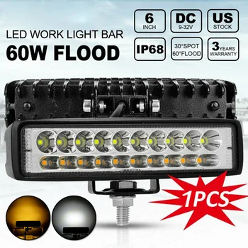 

Slim Work Light LED 6inch Flood/Spot For Car SUV Off-road 6000LM 6000K