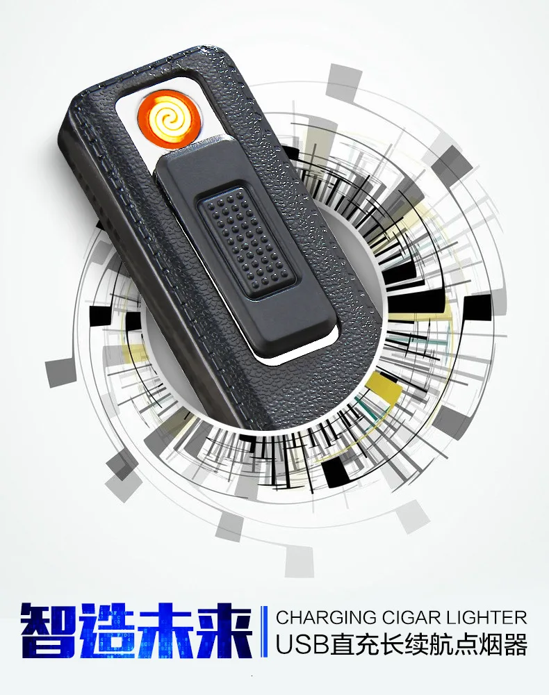 Мини-Usb Двусторонняя ветрозащитная зарядка точечный детектор дыма индивидуальность оригинальность электронная зажигалка