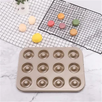 

12 Cup Steel Doughnut Donut Bagel Tin Pan Mould Mold Non-Stick Anti Warp Kids DIY Baking Tray Kitchen Tool