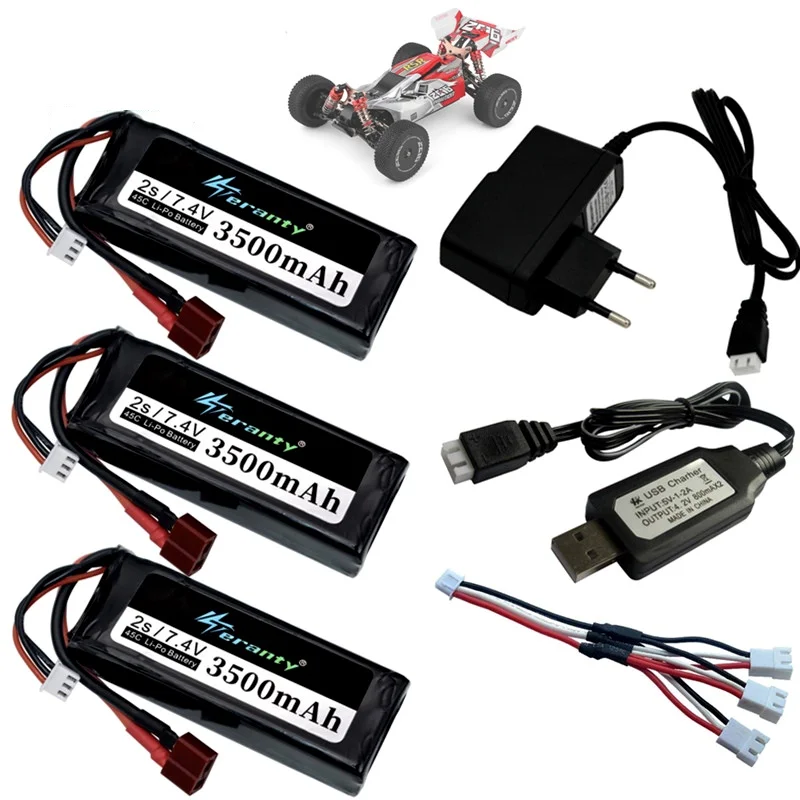 Wltoys 144001 автомобиль 2s 7 4 V 3500mAh Lipo батарея модернизированная T вилка для 1/14 RC Лодка с