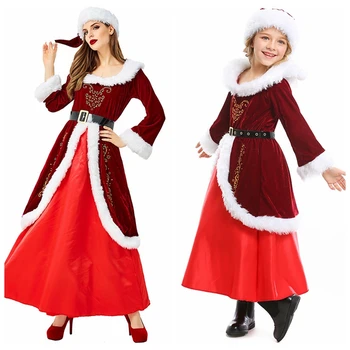 

Parent-Child Costume Christmas Cosplay Costumes Red Xmas Eve Party Long Sleeve Family Group Role Play Carnival Festival Disfraz