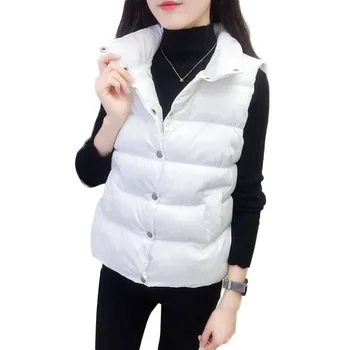

New 2019 Autumn Winter women cotton vest white soft warm waistcoat plus size 2XL female outwear brand vest coat NW2202