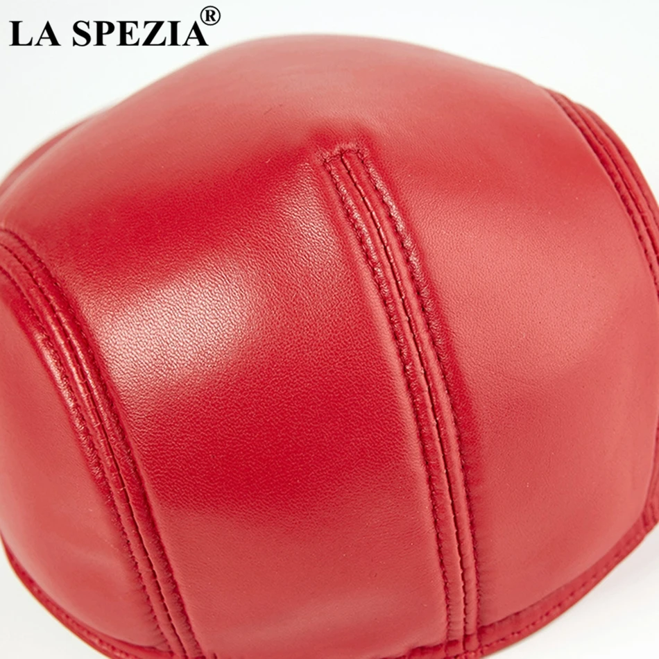 LA SPEZIA, красная плоская кепка s, мужские и женские береты, шапки из овчины, кожаная кепка, шапки из натуральной кожи, шапки для мужчин и женщин, осенне-зимняя Кепка