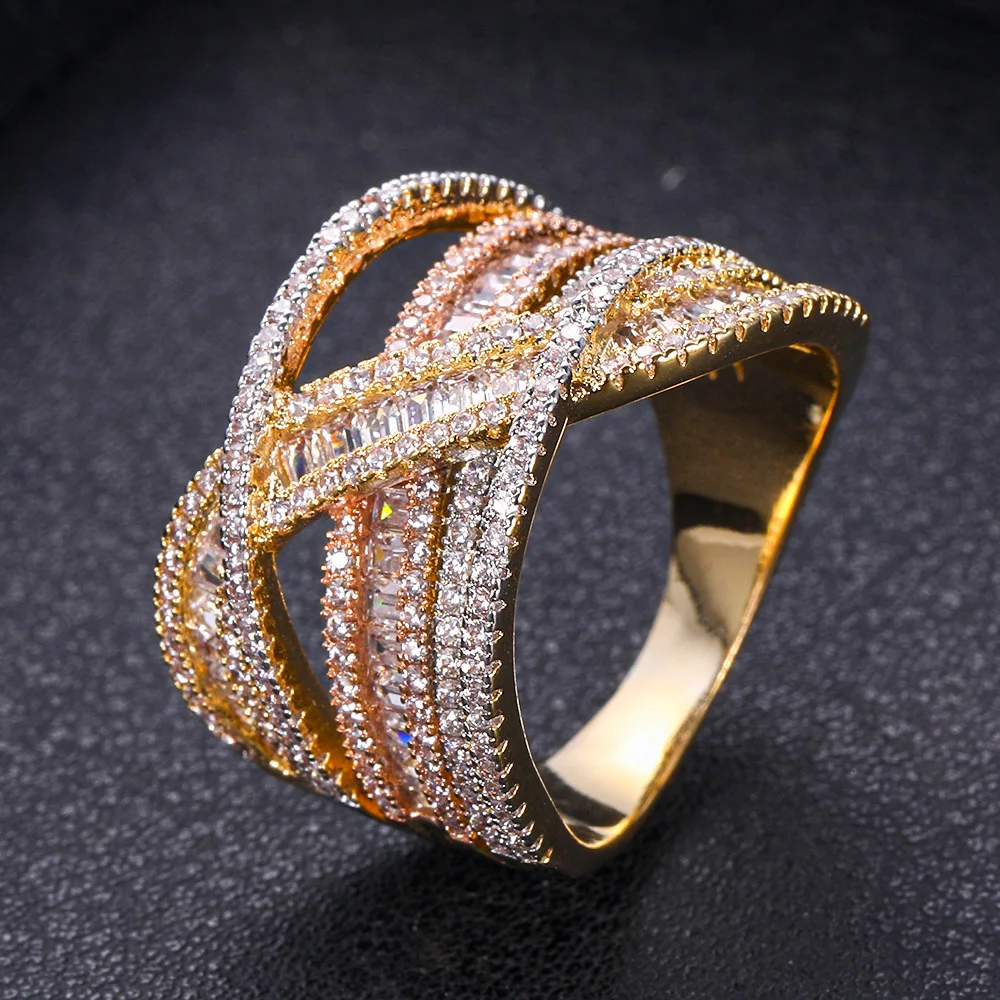 janekelly Charm Trendy Cross Layerd Statement Stacks Rings for Women Cubic Zircon Finger Rings Beads Ring Boho Beach Jewelry