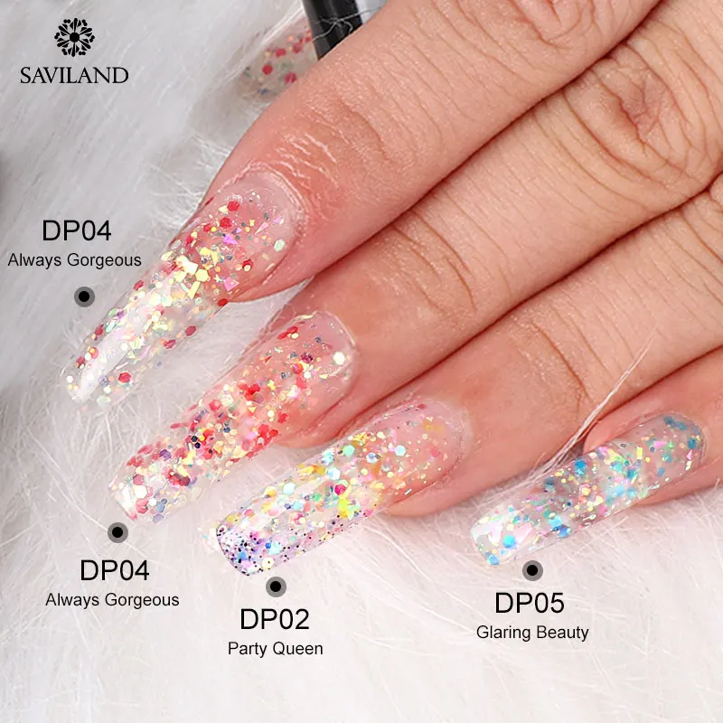 SAVILAND Colors Diamond Poly Gel Soak Off UV Builder Gel Glitter Gel Lacquer Camouflage Fast Nail Extension Poly Gel Art Design