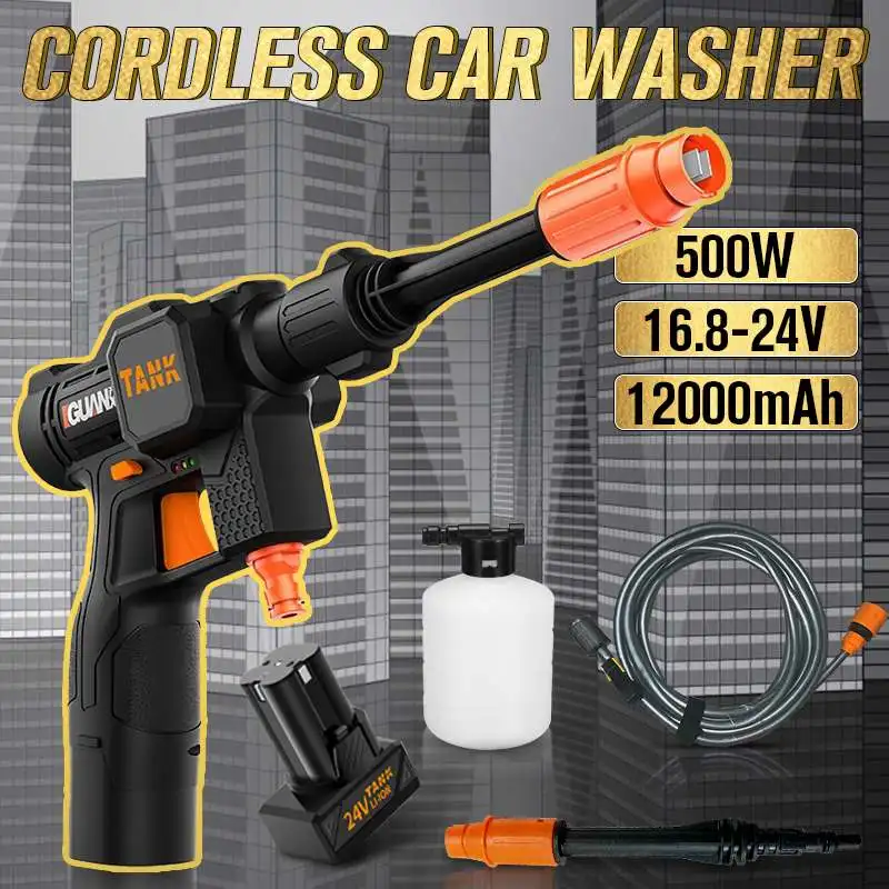 GUANXIN 500W 0-12000mAh Cordless Electric Pressure Washer Power Washing Auto Spray Garden Tool For Makita Lithium Battery