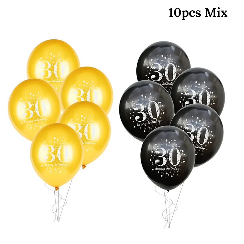 10pcs mix 30 30th 40th 50th вечеринка на день рождения подставка для воздушных шаров держатель колонки черный золотистый воздушный шар украшения на день рождения для взрослых 30 40 лет - Color: 10pcs mix 30