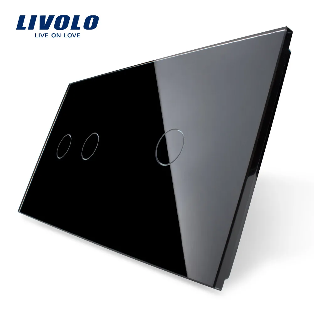 Livolo Роскошный белый жемчуг кристалл стекло, VL-C7-C2 мм* мм 80 мм, стандарт ЕС, двойной стекло панель C1-11/151(4 цвета - Цвет: Black-No logo