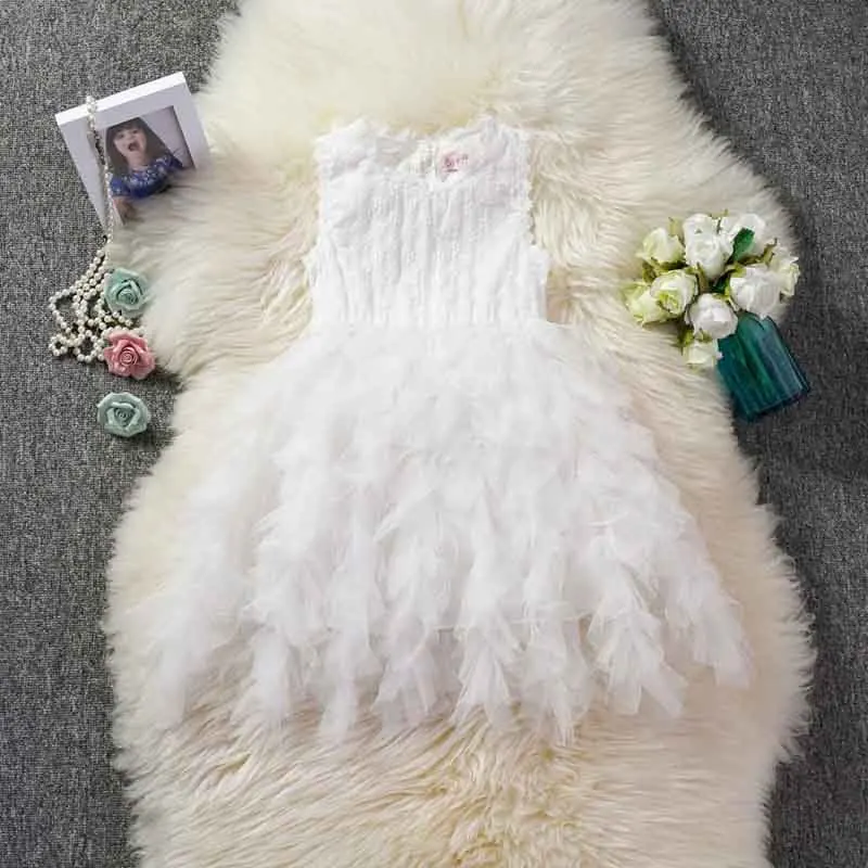 Детские белые платья принцессы Детское праздничное платье Рождественские Платья с перьями и единорогом для девочек от 0 до 6 лет, vestido infantil, платья