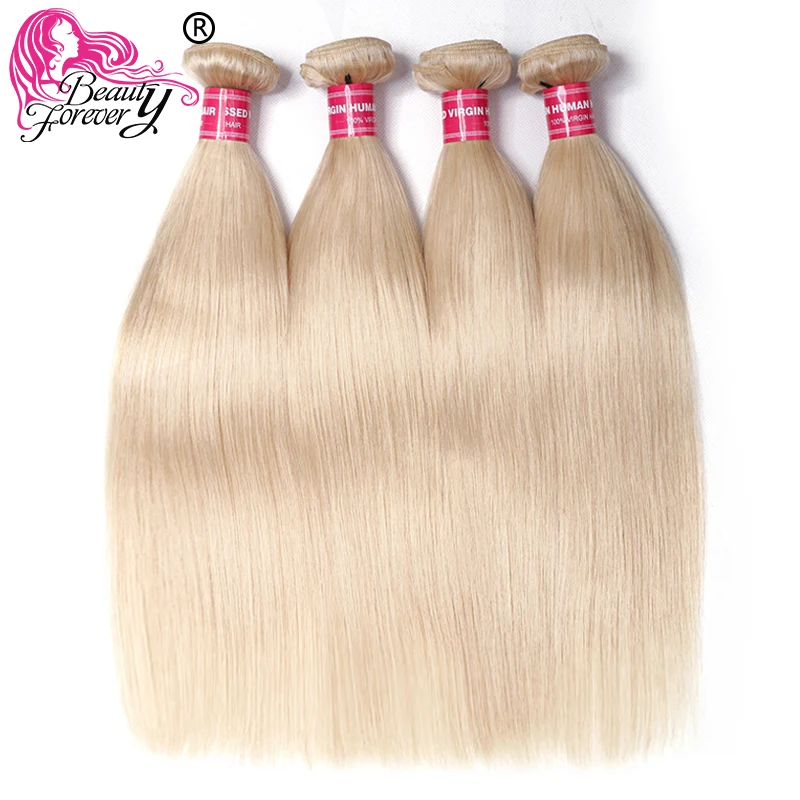 

BEAUTY FOREVER #613 Blonde Brazilian Straight Hair 4pcs/lot Remy Human Hair Bundles 16-24 Inch Free Shipping