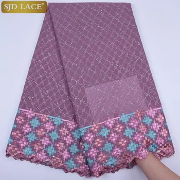 

Swiss Voile Lace In Switzerland With Stones African Dry Lace Fabric Embroiderey Cotton Lace For Nigerian Woman Dress Sewing1734B