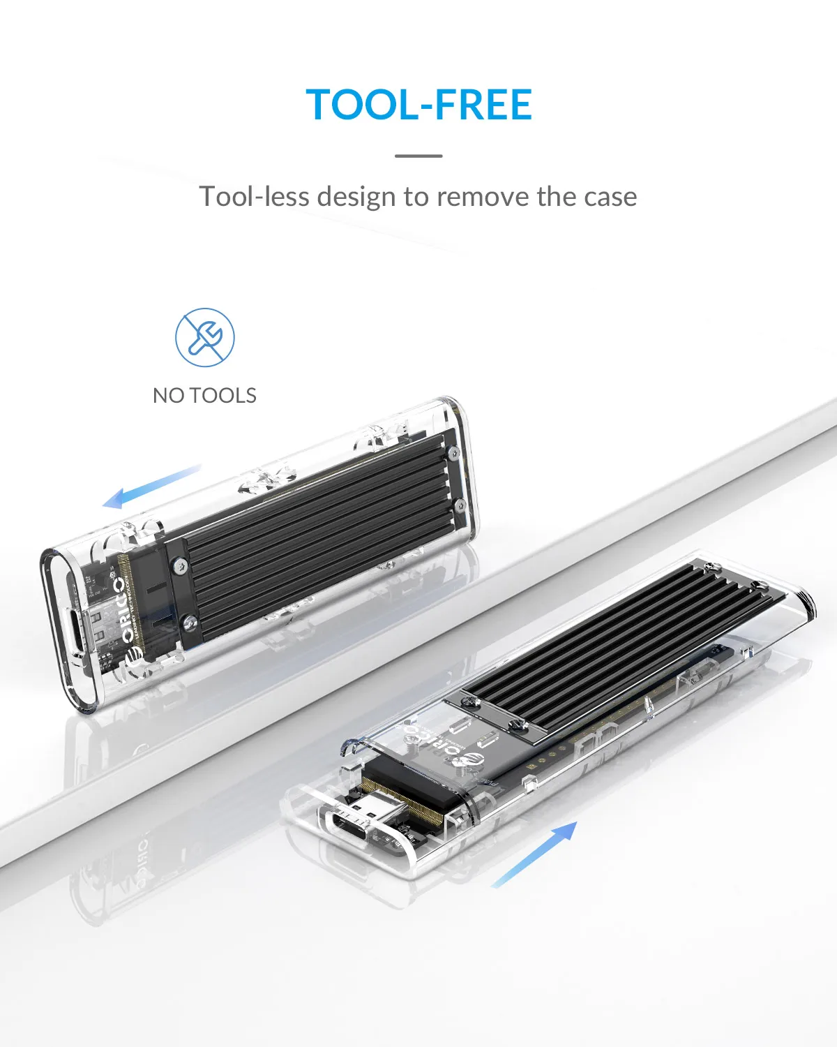 Чехол ORICO M.2 SSD для NVME PCIE NGFF SATA M/B Ключ SSD диск NVME SSD корпус M.2 для USB C прозрачный жесткий диск 10 Гбит/с