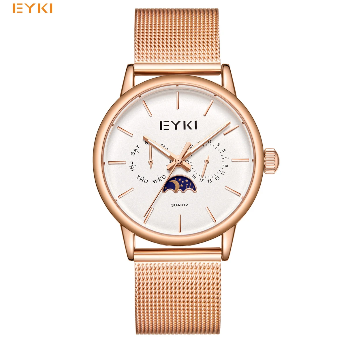 

EYKI Brand Creative Big Dial Watch Men Watches Milan Strap Quartz Wristwatch Sun Moon And Stars Dress Watch Relogios