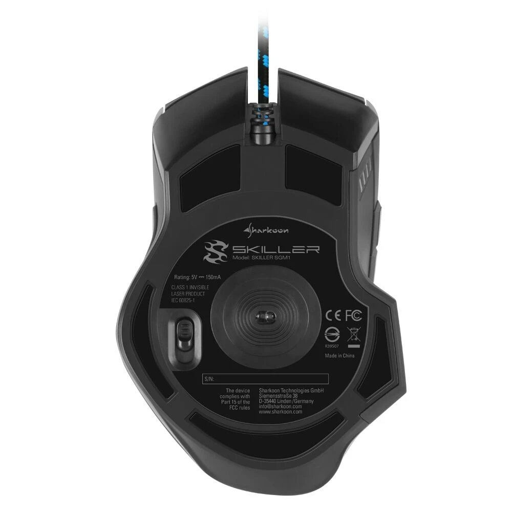 Мышь Sharkoon Skiller SGM1 оптическая, проводная, 10800 dpi, USB, подсветка RGB, цвет: черный
