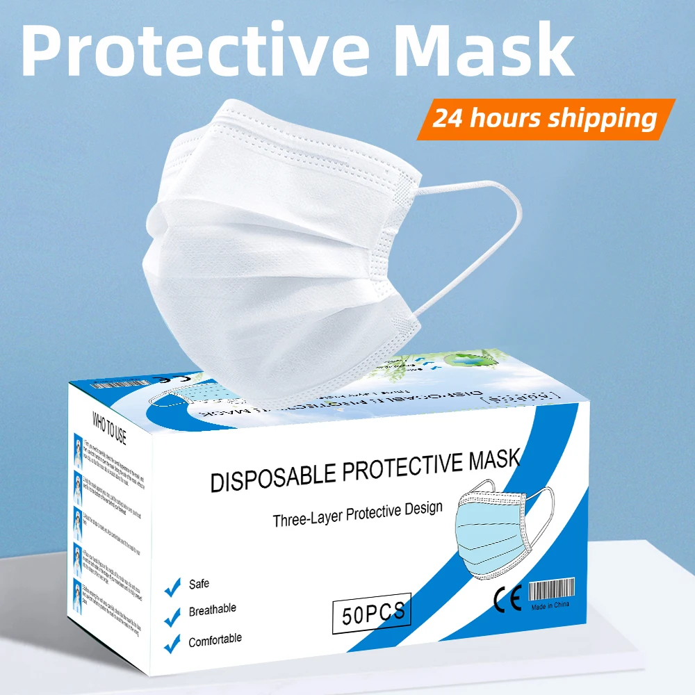 

CE Certification 100pcs Protective Masks Antivirus prevent Anti Dust formaldehyde Bacteria protection face Mouth masks with box