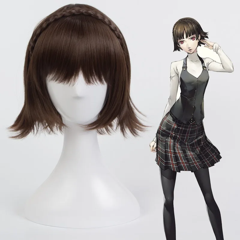 Парик для косплея Game Persona 5 P5 Queen Makoto Niijima парик женщин и девушек парики из
