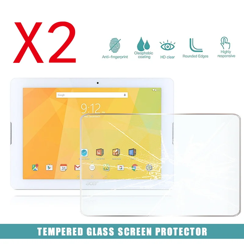 

2Pcs Tablet Tempered Glass Screen Protector Cover for Acer Iconia One 10 B3-A20 10.1 Inch Explosion-Proof HD Tempered Film