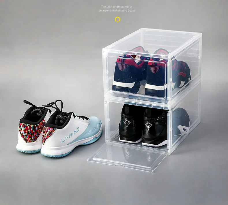 Пластиковая коробка для обуви прозрачная коробка для хранения ящика типа коробки для обуви на высоком каблуке стекируемая раскладушка для обуви ящик Органайзер для макияжа