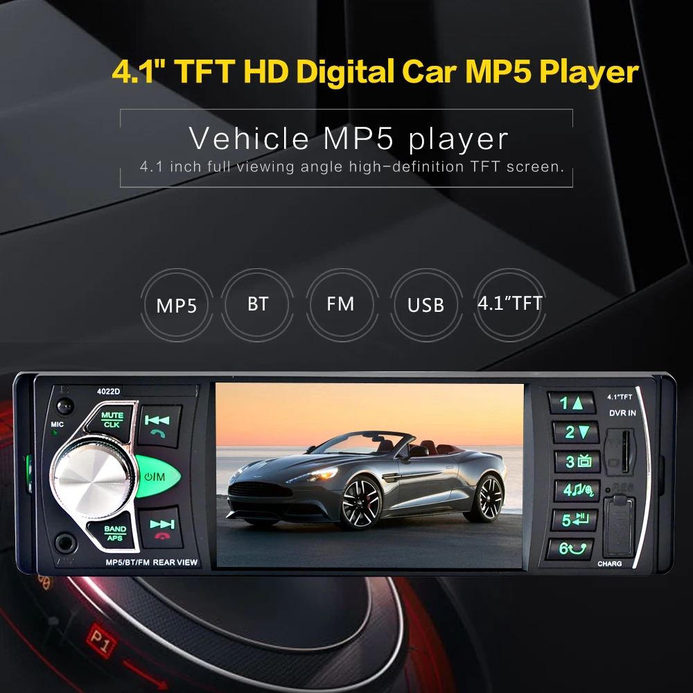 4022D 4 1 ''цифровой экран 1Din автомобильный радиоприемник Поддержка USB AUX FM BT