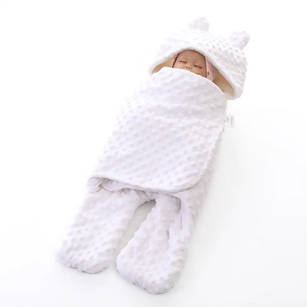 Kuulee Swaddle Wrap plush Kids Baby Winter Solid Color Knitting Swaddle Wrap Bedding Receiving Blanket Sleeping Bag