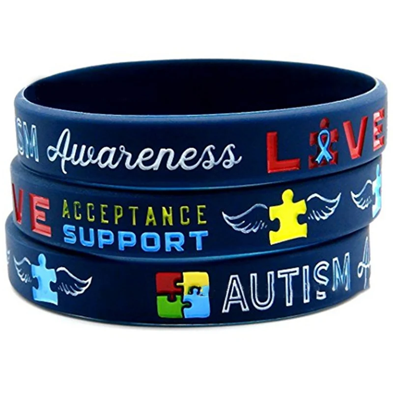 1Pc Autism Awareness Bracelets Creates Change Silicone Wristband Blue | Украшения и аксессуары