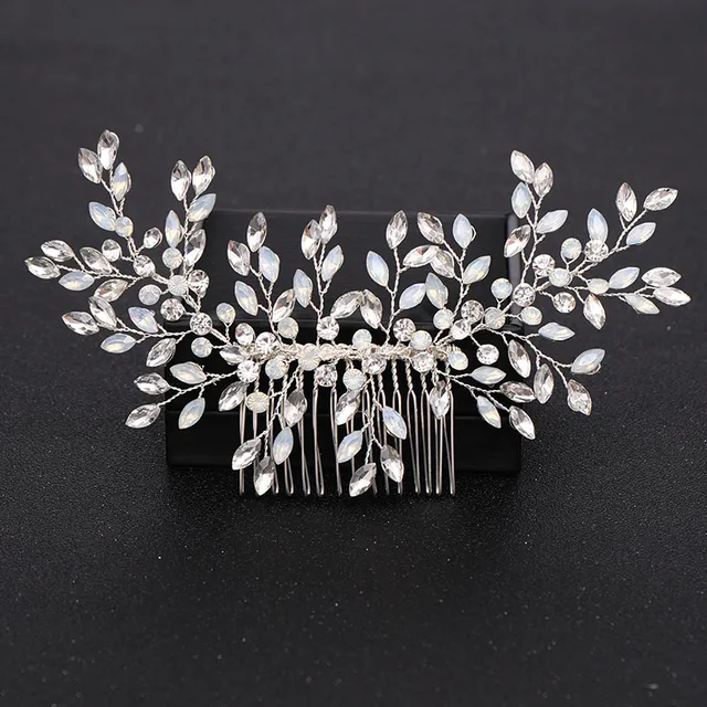 Silver Color Pearl Crystal Wedding Hair Combs Hair Accessories for Bridal Flower Headpiece Women Bride Hair ornaments Jewelry Silver