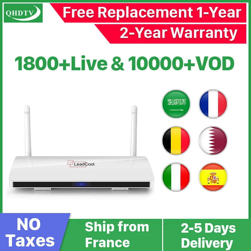 IPTV Streaming Box Leadcool Android Wifi 1G/8G Include 1000 Italy Portugal French Receiver Europe Arabic Sky Channels Package