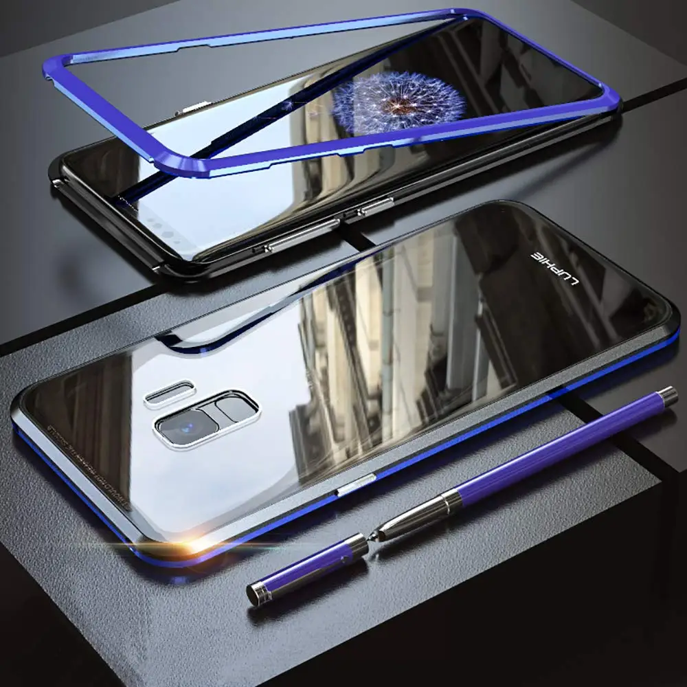 

Back Glass Magnetic adsorption Metal Case For Samsung Galaxy S9 Plus S10 Note 9 Cases A20/30 A70 /50 Protection Magnet Case