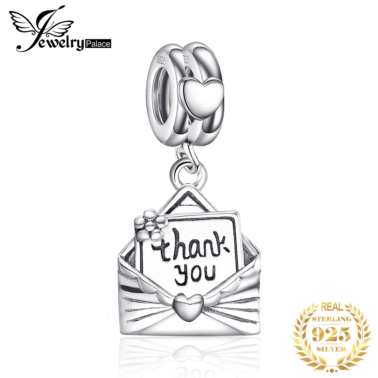 

JewelryPalace 925 Sterling Silver Rose Envelope Thank You Letter Charm Beads Fit Bracelets As Beautiful Gifts New Hot Selling