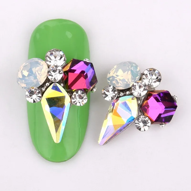 10 шт Кристалл стекло драгоценный камень с яркими стразами сплав дизайн ногтей украшения Блеск DIY 3D украшения для ногтей кулон QB064-073 - Цвет: QB071